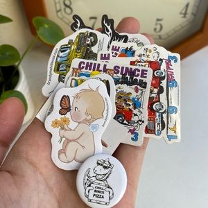 brandy melville stickers and pin